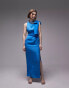 Фото #1 товара Topshop premium cupro draped maxi dress in blue