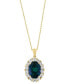 ფოტო #1 პროდუქტის EFFY® Lab Grown Ruby (6-3/4 ct. t.w.) & Lab Grown Diamond (1-3/8 ct. t.w.) Oval Halo 18" Pendant Necklace in 14k Gold