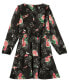 ფოტო #1 პროდუქტის Big Girls Satin Floral Long Sleeve Dress