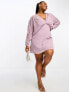 ASOS DESIGN Curve exclusive chiffon batwing sleeve mini dress in lilac