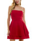 Juniors' Imitation Pearl-Strap Double-Layer Fit & Flare Dress