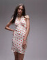 Фото #1 товара Topshop halterneck flippy mini dress in ivory rose print