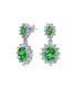 ფოტო #1 პროდუქტის Crown Halo Oval Cubic Zirconia Simulated Emerald Green AAA CZ Fashion Small Dangle Drop Earrings For Prom Bridesmaid Wedding Rhodium Plated
