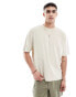 ASOS DESIGN oversized t-shirt in beige towelling with back embroidery