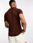 Фото #7 товара ASOS DESIGN muscle textured polo in brown