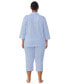 ფოტო #2 პროდუქტის Plus Size Button-Front Top and Pants Pajama Set