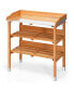 Фото #1 товара Garden Wooden Potting Bench Work Station Table Tool Storage Shelf W/Hook
