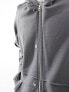 Фото #3 товара ASOS DESIGN zip through hoodie with distressing detailing in charcoal grey