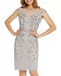 Adrianna Papell Embellished Cap Sleeve Sheath Dress in Bridal Silver Size 2