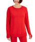 Фото #1 товара Women's Active Butter French-Terry Long-Sleeve Thumbhole Tunic Top, Created for Macy's