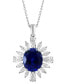 Фото #3 товара EFFY Collection eFFY® Lab Grown Sapphire (4-1/2 ct. t.w.) & Lab Grown Diamond (1-3/4 ct. t.w.) Starburst Halo 18" Pendant Necklace in 14k White Gold