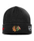 ფოტო #2 პროდუქტის Men's Black Chicago Blackhawks Authentic Pro Rink Cuffed Knit Hat