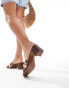 River Island cut out block heel mule in brown Коричневый, 40 - фото #4