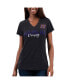 Women's Black Distressed Denny Hamlin Snap V-Neck T-shirt