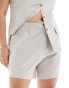 In The Style Plus linen tailored short co-ord in stone