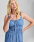 Фото #4 товара Women's Cotton Chambray Smocked-Waist Jumpsuit, Created for Macy's