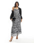 Фото #1 товара Object slinky maxi slip dress in zebra print