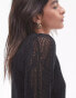 Фото #3 товара Topshop knitted long sleeve stitchy pattern shirt in black