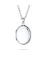 ფოტო #1 პროდუქტის Petite Simple Plain Flat Oval Photo Lockets For Women That Hold Pictures Silver Locket Necklace Pendant Large