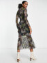 Фото #3 товара Never Fully Dressed mesh midaxi dress in contrast animal print