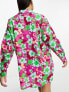 Фото #4 товара Only oversized beach shirt in pink floral