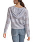 Women's Pointelle Stripe V-Neck Hooded Sweater