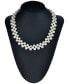 ფოტო #2 პროდუქტის Cultured Freshwater Pearl (7-8mm) Triple Row Flower Clasp 17" Collar Necklace