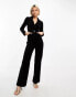 & Other Stories velvet wide leg jumpsuit in black