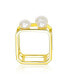 ფოტო #6 პროდუქტის Sterling Silver 14K Gold Plated 5-7MM Fresh Water Pearls Geometric Ring