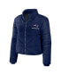 ფოტო #2 პროდუქტის Women's Navy New England Patriots Cropped Puffer Full-Zip Jacket