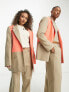 Фото #1 товара ASOS DESIGN Unisex colour block dad suit blazer in multi - BROWN