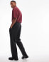 Topman straight high waisted relaxed salt and pepper wool mix suit trousers in black