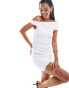 Abercrombie & Fitch one shoulder ruched mini dress in white