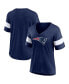 Фото #2 товара Women's Navy New England Patriots Plus Size Logo V-Neck T-shirt