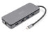 Фото #1 товара DIGITUS 11-Port USB-C Docking Station with SSD Enclosure - Wired - USB 3.2 Gen 1 (3.1 Gen 1) Type-C - 100 W - 1.4/2.2 - 1000 Mbit/s - Black - Grey