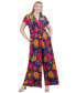 Фото #1 товара Floral-Print Twist-Front Wide-Leg Jumpsuit