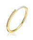 Фото #1 товара Kids/Teens 14k Yellow Gold Plated with Cubic Zirconia White Enamel Half & Half Slim Stacking Ring