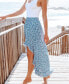 Women's Blue Ditsy Asymmetrical Ruffle Hem Midi Skirt