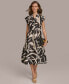 Фото #1 товара Donna Karan Women's Printed V-Neck A-Line Midi Dress