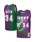 Фото #1 товара Men's Ray Allen Green, Purple Milwaukee Bucks Hardwood Classics 1996-97 Split Swingman Jersey