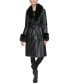 ფოტო #5 პროდუქტის Women's Faux-Fur-Trim Faux-Leather Coat