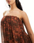 Фото #4 товара ASOS DESIGN mesh bandeau mini dress in brown animal print