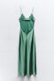 Фото #11 товара Атласное платье-комбинация миди ZARA