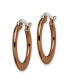 Stainless Steel Polished Brown plated Tapered Hoop Earrings