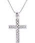 Diamond Cross 22" Pendant Necklace (1/2 ct. t.w.) in 14k Gold-Plated Sterling Silver or Sterling Silver (Also in Black Diamonds)