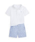 ფოტო #1 პროდუქტის Baby Boys Soft Cotton Polo Shirt and Mesh Shorts Set