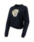 Women's Navy Milwaukee Brewers Baby Jersey Cropped Long Sleeve T-shirt