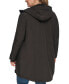 Фото #2 товара Womens Plus Size Hooded Faux-Fur-Lined Anorak Raincoat, Created for Macys