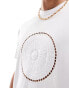 Bershka chest embroidered t-shirt in white Белый, XL - Chest 44 - фото #3