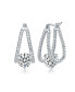 Фото #1 товара Sterling Silver with Cubic Zirconia Solitaire Double Trapeze Inside-Out Oblong Hoop Earrings